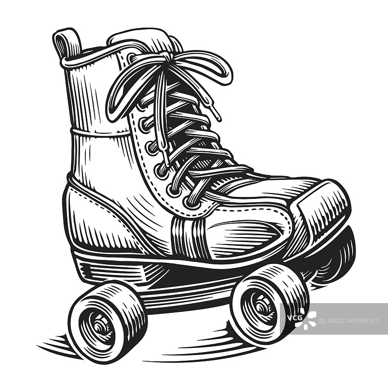 手绘复古系带溜冰鞋图片素材