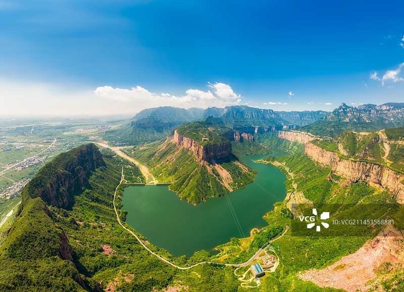 河南省新乡市辉县宝泉大峡谷（薄壁镇）南太行夏季航拍图片素材