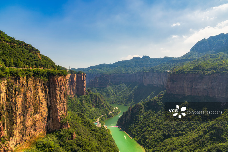 河南省新乡市辉县宝泉大峡谷（薄壁镇）南太行夏季航拍图片素材