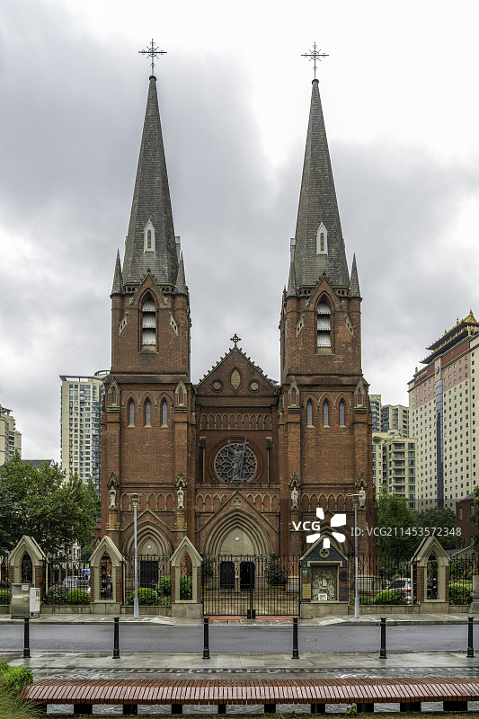 上海徐汇区基督教国际礼拜堂建筑风光图片素材