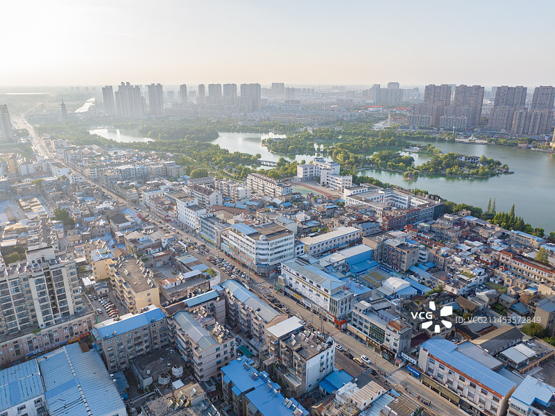 航拍江苏省淮安市涟水县城市风光图片素材