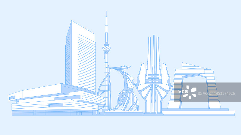临沂城市天际线矢量插画图片素材