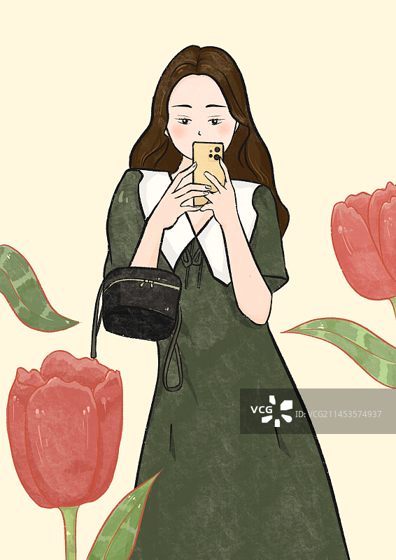 少女风插画图片素材