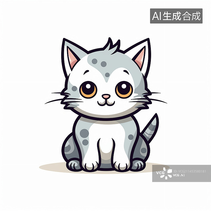【AI数字艺术】动物简笔画卡通可爱萌宠猫咪手绘插画图片素材