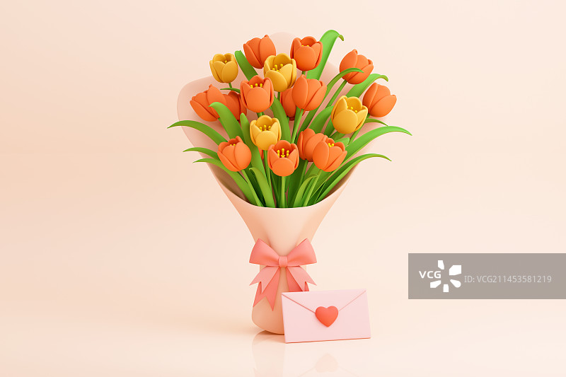 3D卡通鲜花场景图片素材