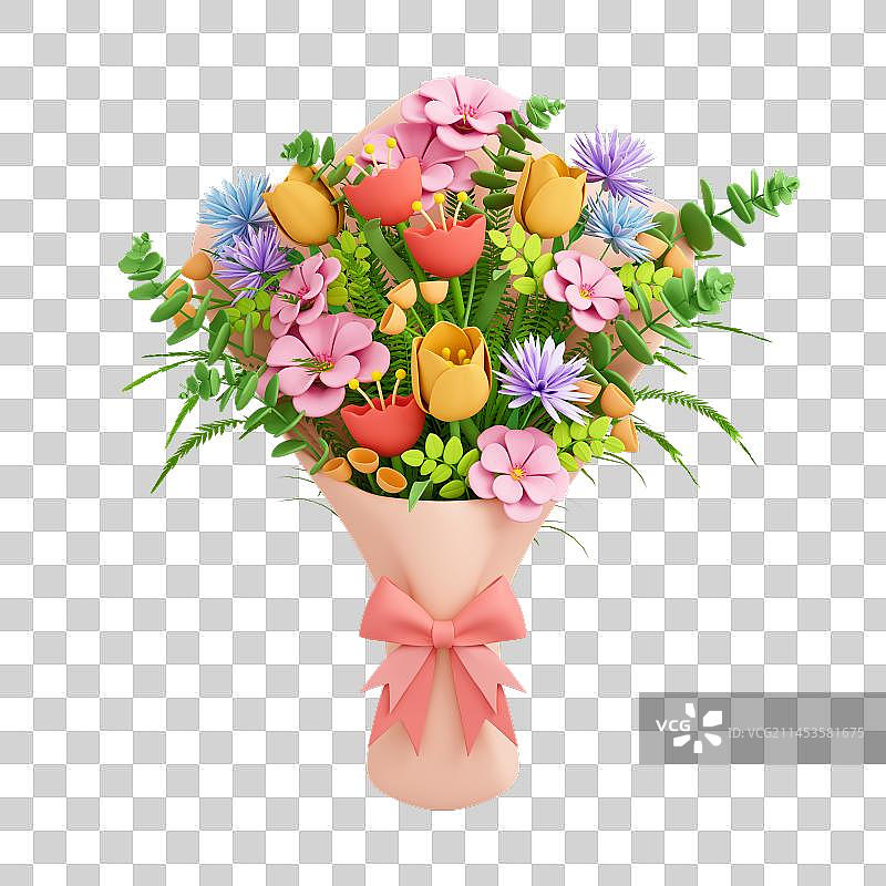 3D卡通鲜花装饰元素图片素材