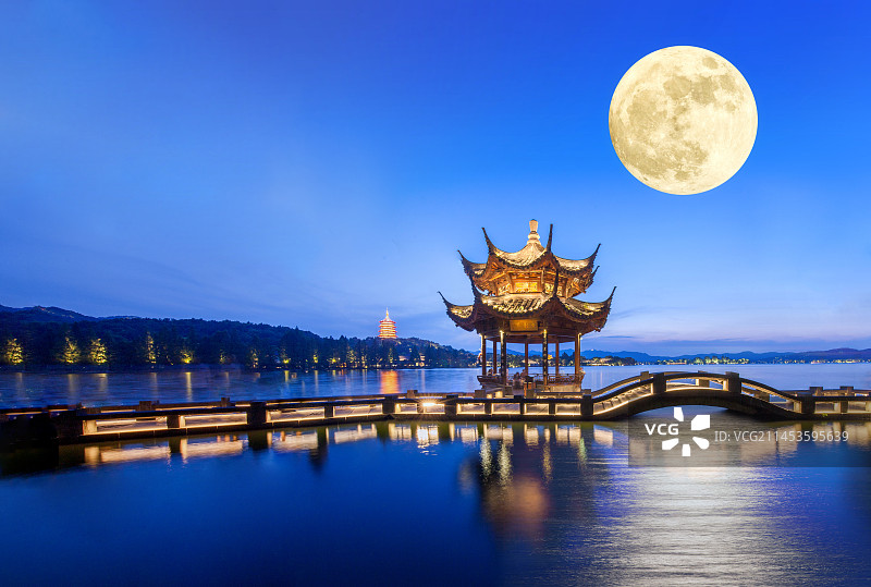 西湖中秋月图片素材
