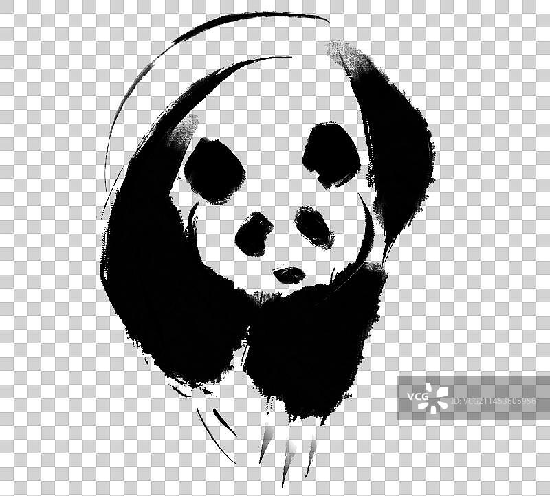 水墨风国宝熊猫国画插画元素图片素材