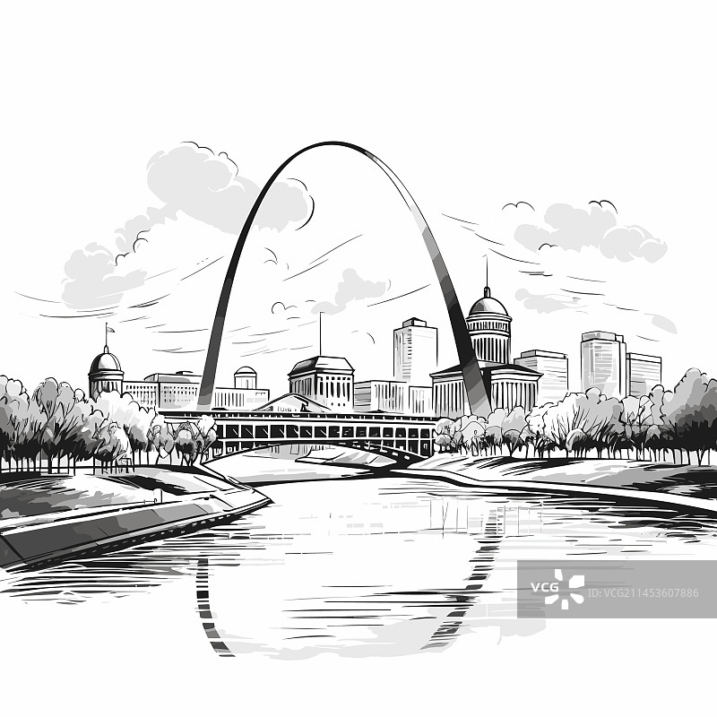 手绘漫画拱门图片素材