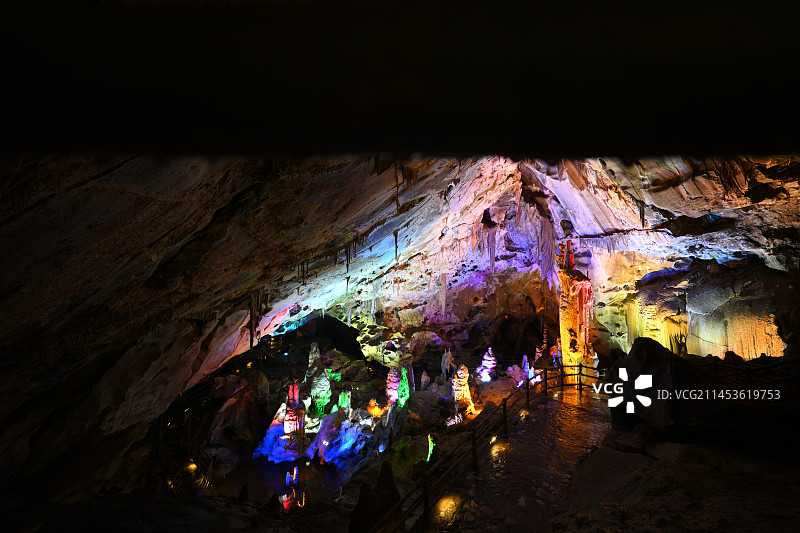 河北省邢台市临城县崆山白云洞景区内钟乳石景观图片素材