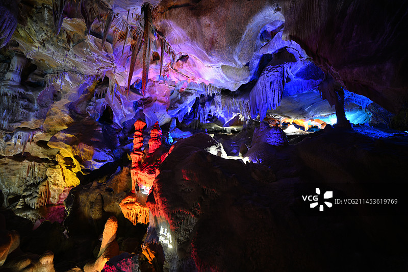 河北省邢台市临城县崆山白云洞景区内钟乳石景观图片素材