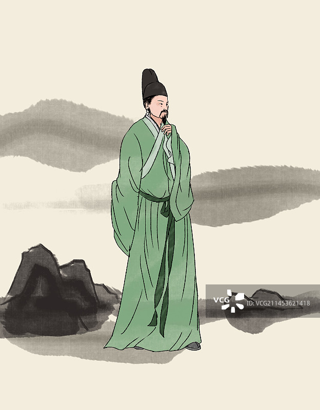 中国风新中式古风古典古时候古代古人古装古文化汉服文人墨客历史文化插画图片素材