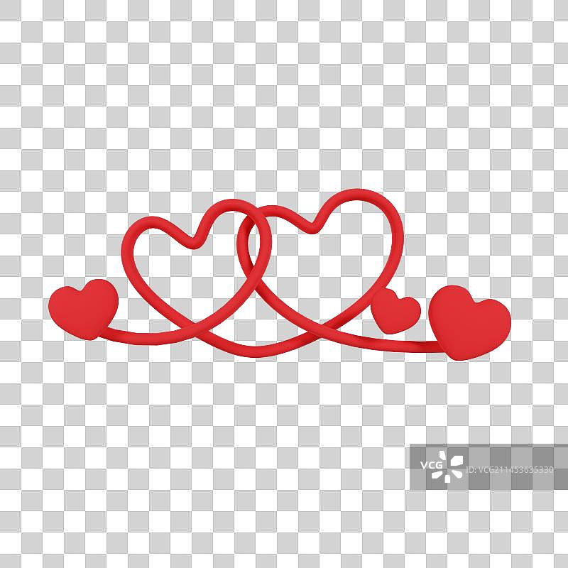 3D立体情人节感恩节爱心造型元素图片素材