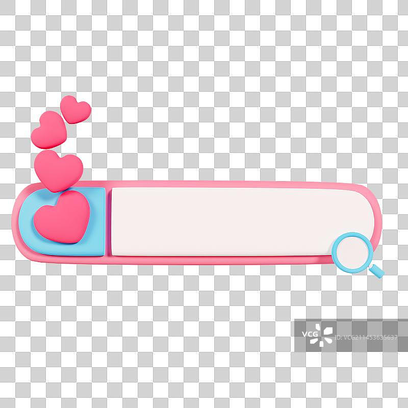 3D立体情人节感恩节爱心搜索气泡元素图片素材