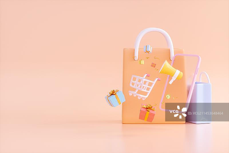 3D渲染电商购物背景图片素材