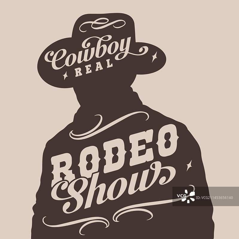 牛仔竞技表演单色复古标志图片素材