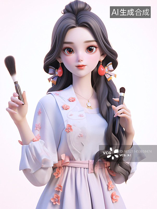 【AI数字艺术】美容化妆师3D人物职业图片素材