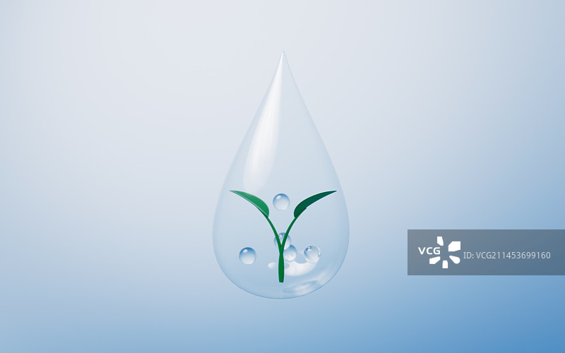 透明水分子结构3D渲染图片素材