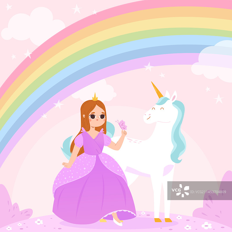 穿着魔法裙子的小公主甜美女孩图片素材