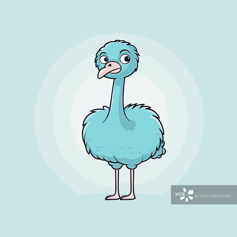 手绘卡通可爱涂鸦鸵鸟图片素材