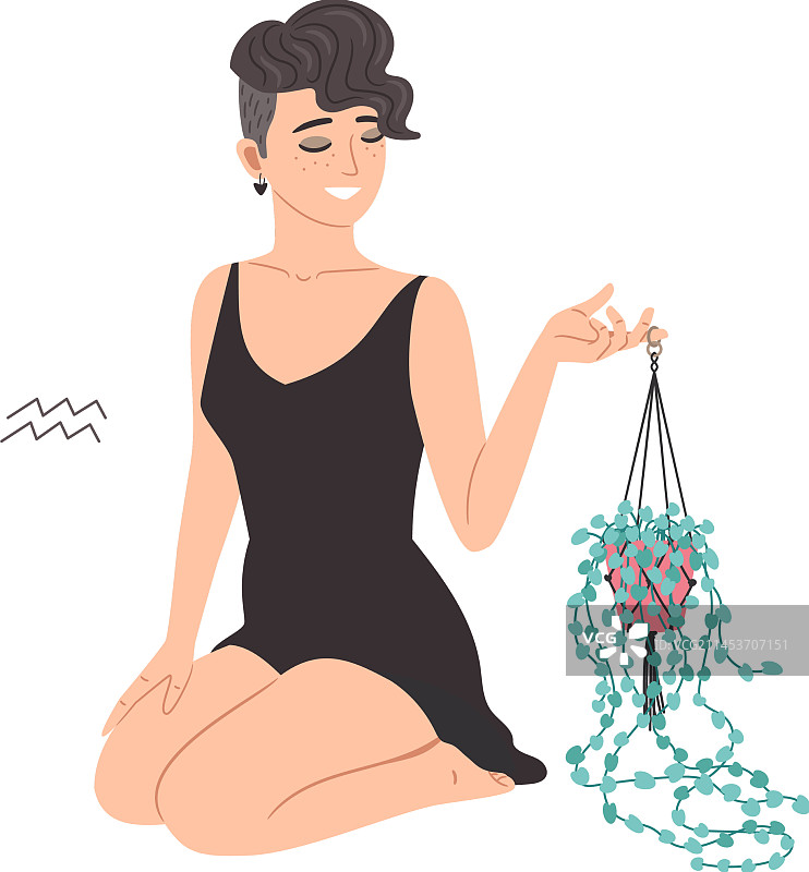 带有水瓶座符号的美丽女人图片素材