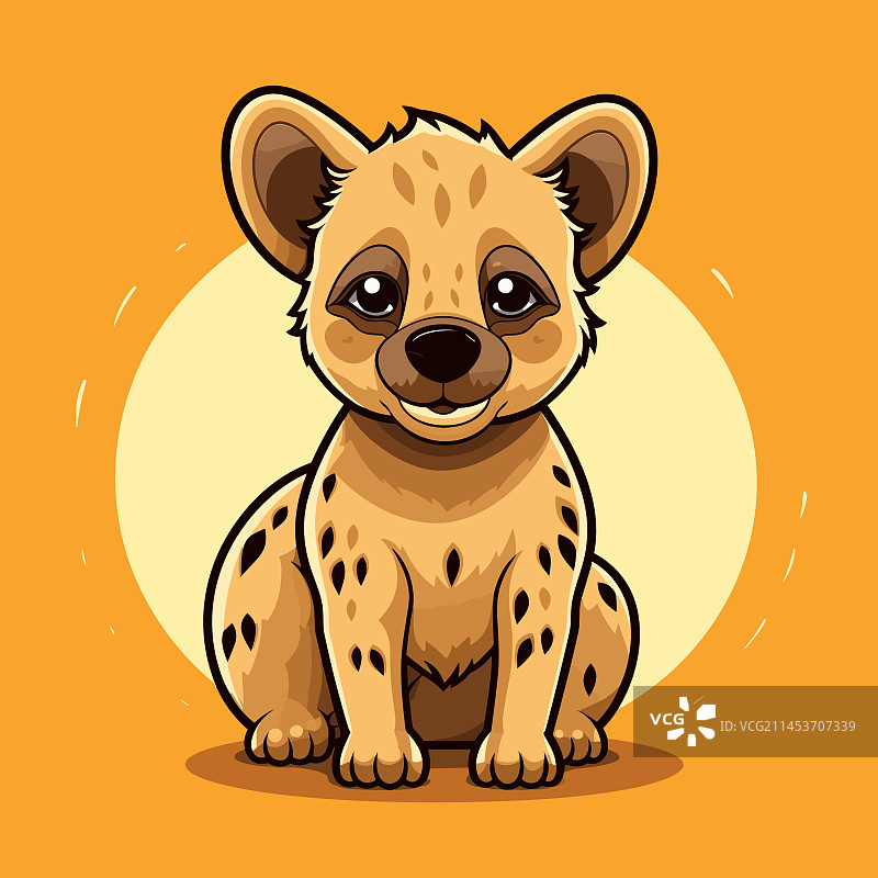 手绘卡通可爱风格的鬣狗图片素材