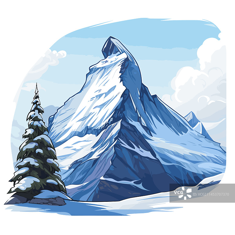 手绘卡通马特洪峰涂鸦图片素材