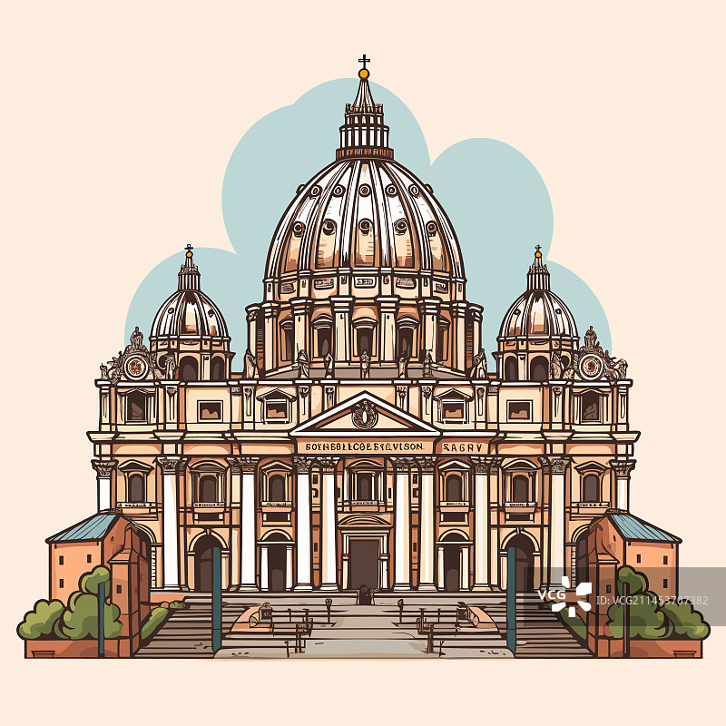 手绘圣彼得大教堂图片素材