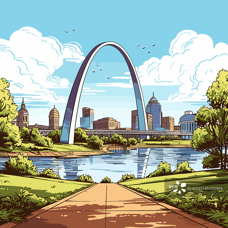 手绘漫画拱门图片素材