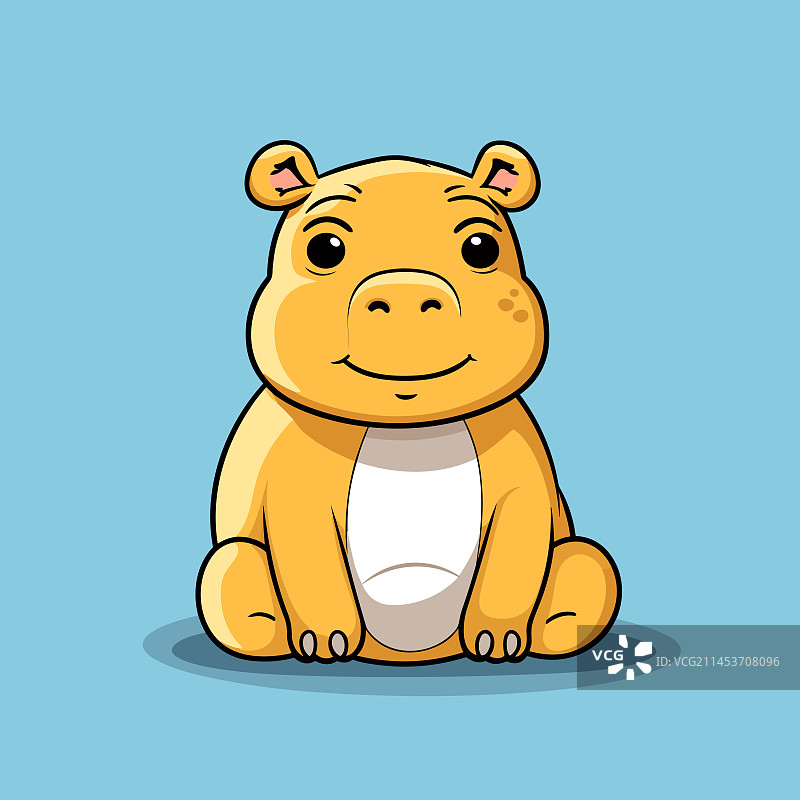 手绘河马可爱涂鸦图片素材