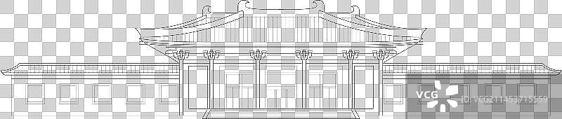 陕西西安历史博物馆线稿景点建筑图片素材