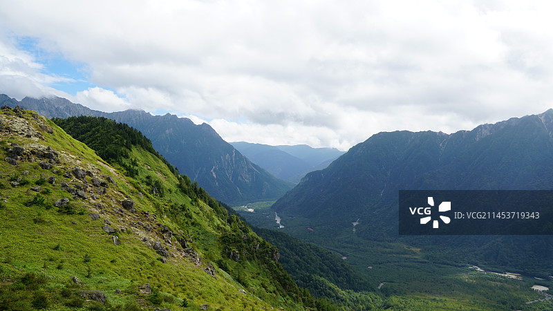 日本长野上高地烧岳登山图片素材