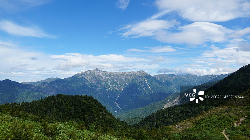 日本长野上高地烧岳登山图片素材