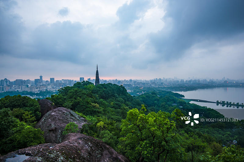 杭州宝石山和城市风光图片素材