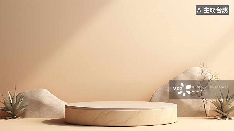 【AI数字艺术】米色现代电商产品展台图片素材