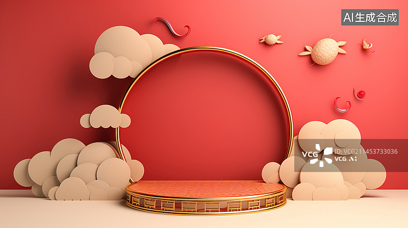 【AI数字艺术】国潮国风产品电商展台图片素材