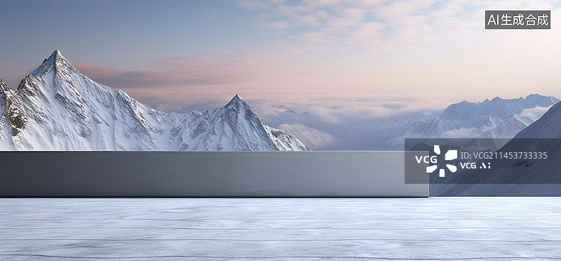 【AI数字艺术】建筑雪山汽车商业背景广告图图片素材