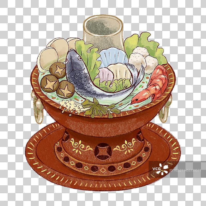 岭南顺德插画之打边炉图片素材