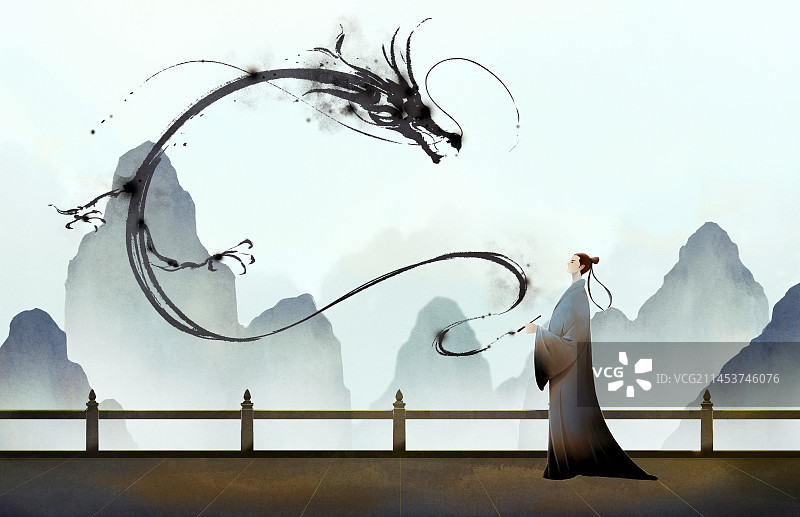 水墨，古风，丹青，插画图片素材