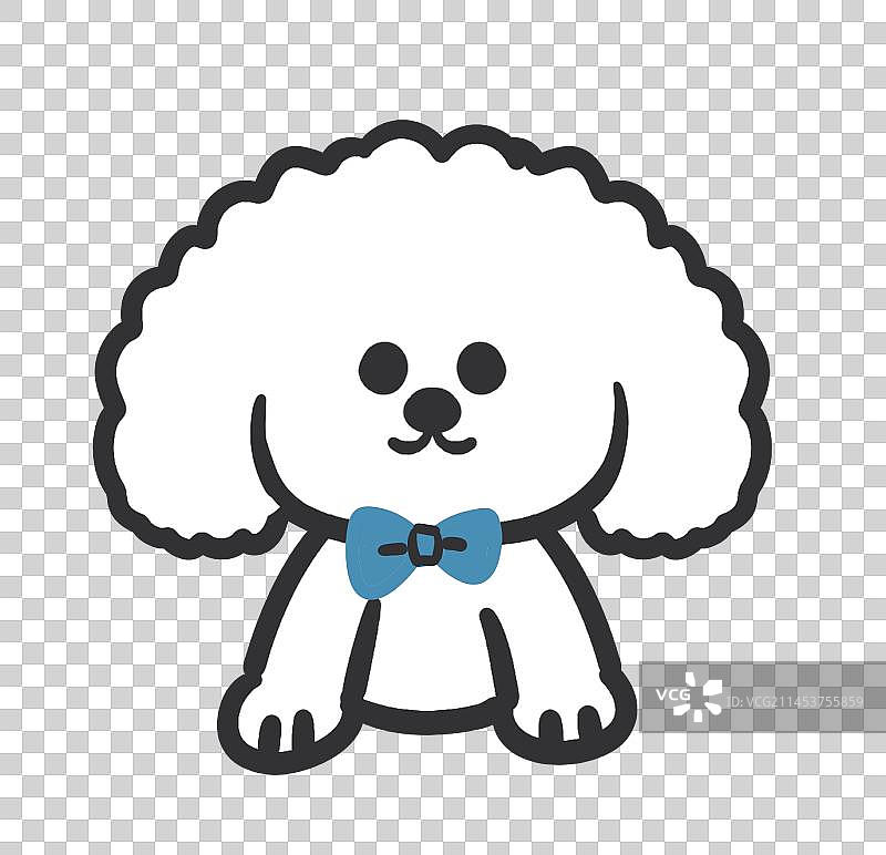 小狗比熊宠物描线插画图片素材