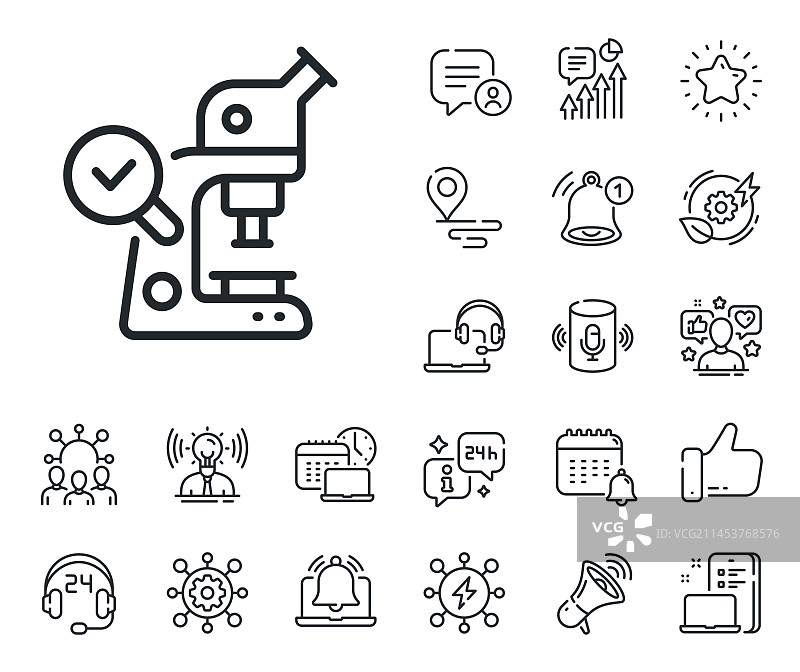 显微镜线性图标，实验室设备标志图片素材