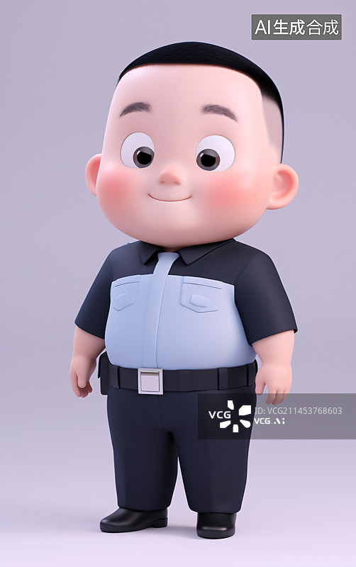 【AI数字艺术】保镖保安队长3D人物插画图片素材