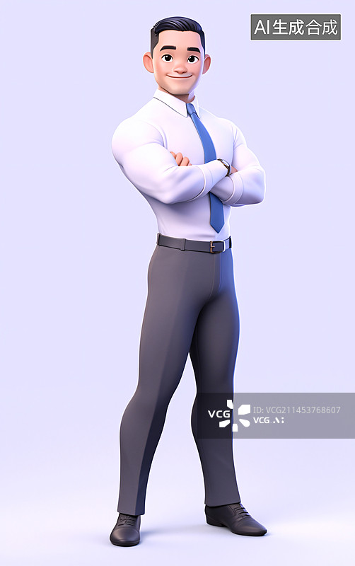 【AI数字艺术】保镖保安队长3D人物插画图片素材