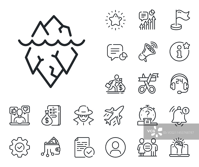 冰山线性图标风险管理标志工薪族图片素材