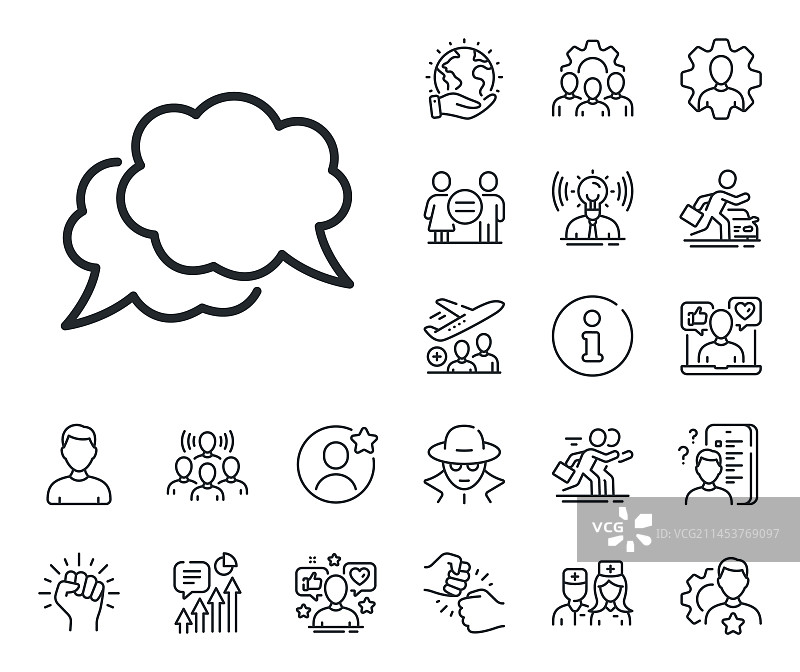 聊天评论线条图标漫画对话气泡符号图片素材