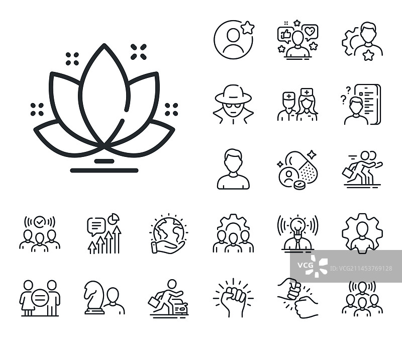 莲花线条图标瑜伽冥想花朵标志图片素材