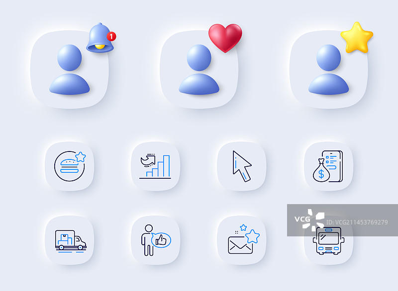 最佳餐车运输和点赞线性图标图片素材