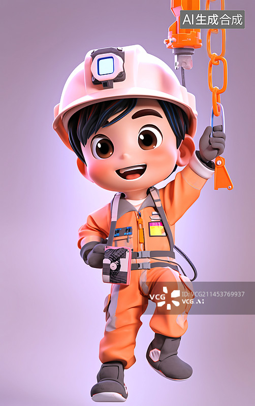 【AI数字艺术】高空作业人员3D插画人物图片素材