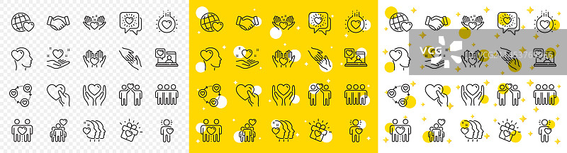 友谊与爱心线条图标互动图片素材