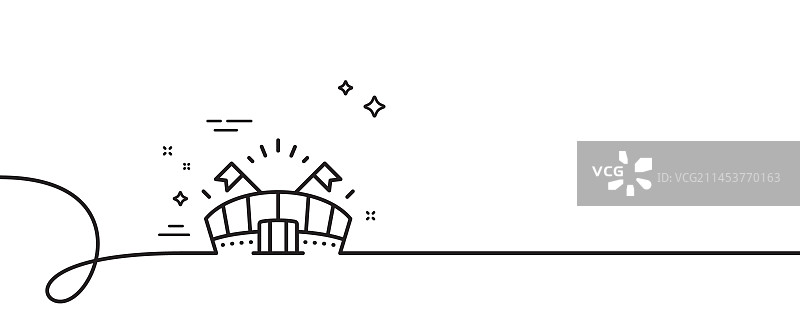 带旗帜的体育场馆线型图标图片素材